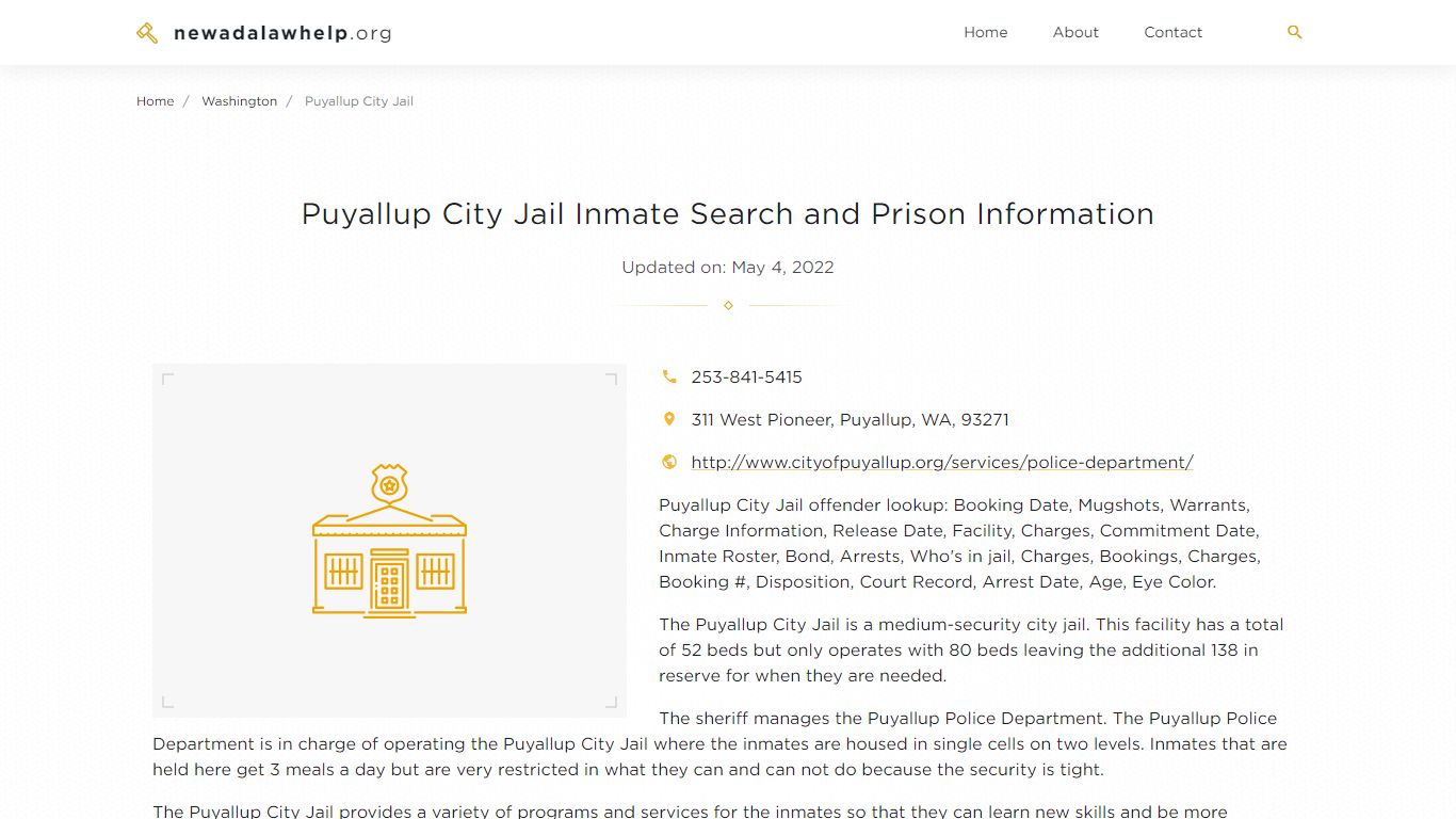 Puyallup City Jail Inmate Search, Visitation, Phone no ...